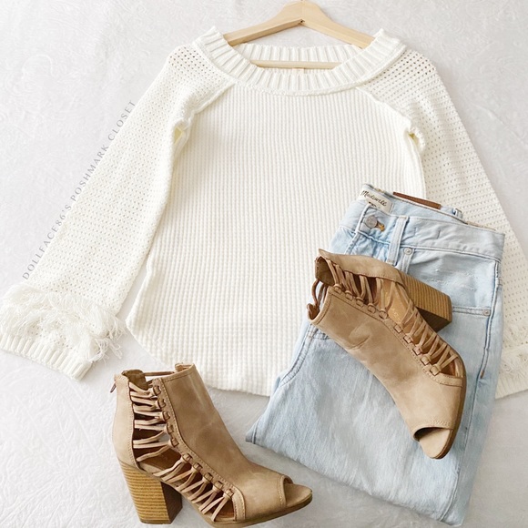 Alter’d State Thermal & Knit Fringe Sleeve Top - Picture 2 of 11